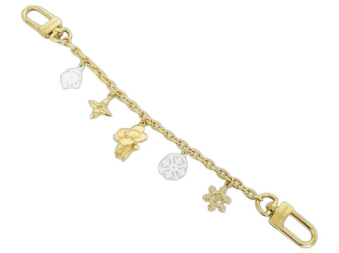 Louis Vuitton Vivienne Eislauf-Taschenanhänger Weiß Golden