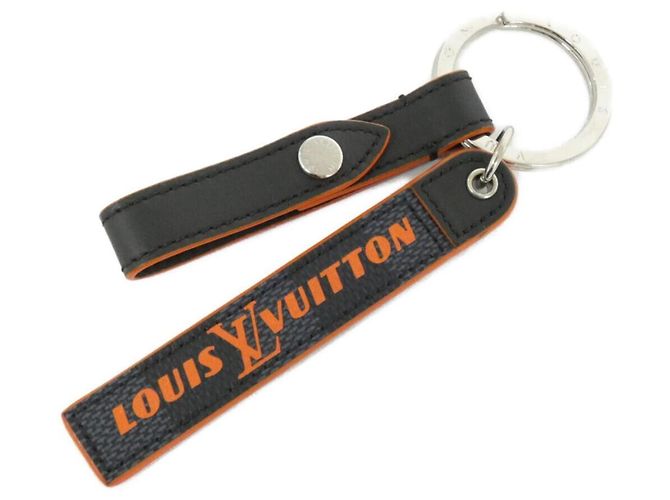Louis Vuitton Damier Cobalt Keyring Black Silvery Blue