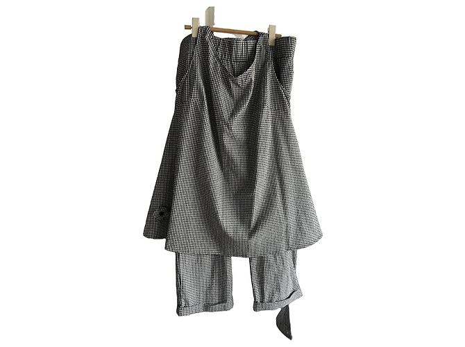Autre Marque Set Blusa e Pantaloncini a Quadri Bianchi e Neri in Cotone Nero Bianco