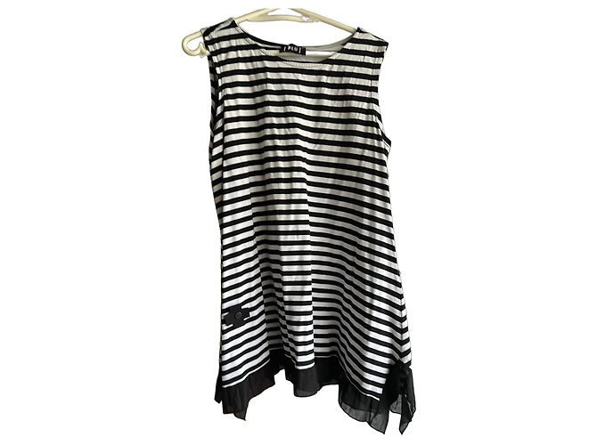 Autre Marque Minivestido PLU de rayas sin mangas blanco y negro