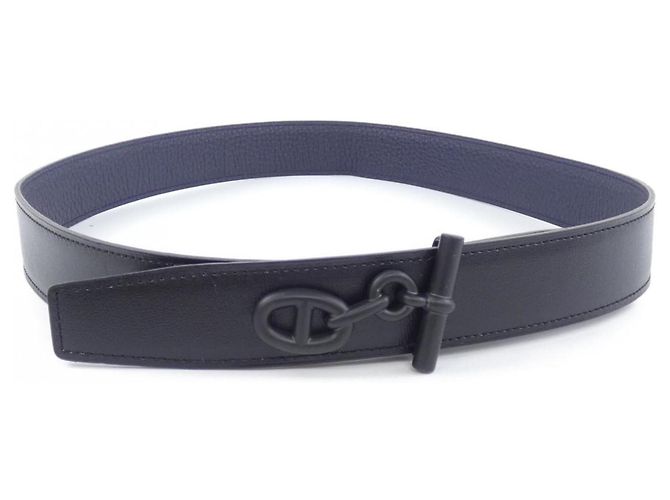 Hermès Hermes Yachting 32mm Reversible Belt Black Navy blue