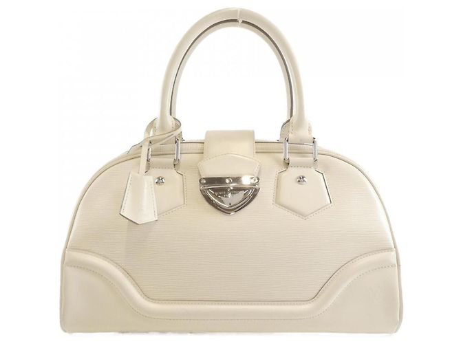 Louis Vuitton Epi Bowling Montaigne GM Handtasche Aus weiß