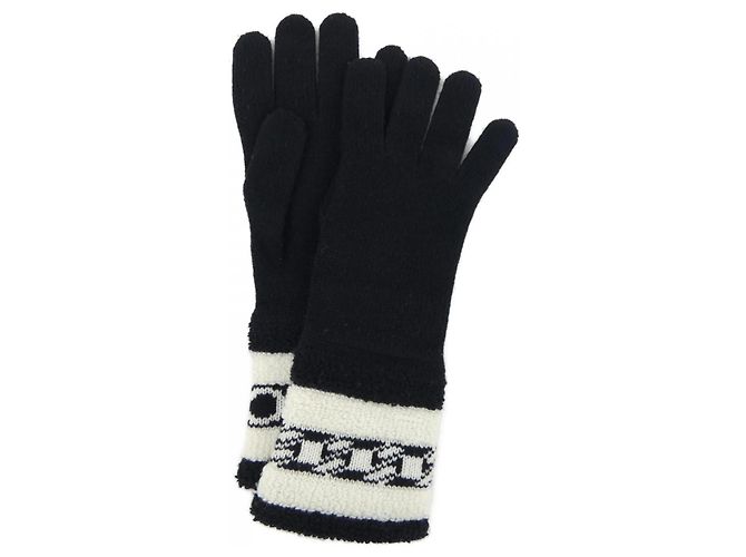 Luvas de cashmere e seda Chanel Preto Branco