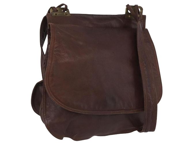 Bolsa de Ombro de Couro Marrom Auth bs33558 da BOTTEGA VENETA