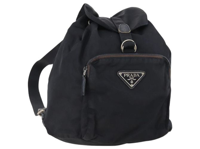 PRADA Backpack Nylon Navy Silver Auth bs33304 Silvery Navy blue