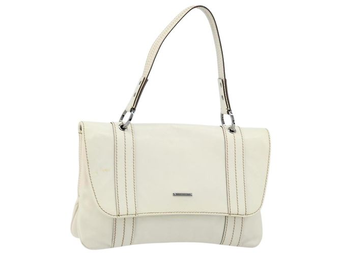 GUCCI Handtasche aus Leder in Weiß Silber 113014 Auth 172961