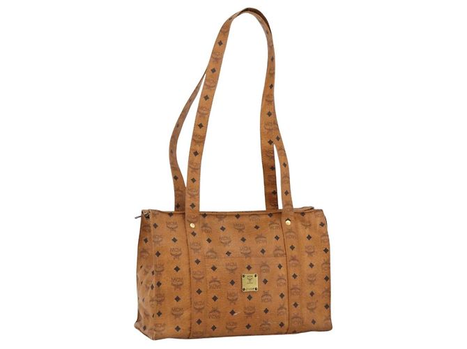 Borsa Tote MCM Logogram Vicetos PVC Marrone Oro Auth BA11113 D'oro