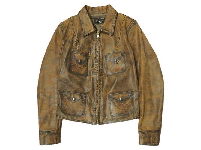 Ralph Lauren RRL Fitted Leather Jacket Brown