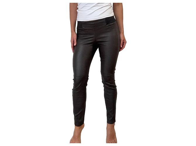 Lederleggings von Brunello Cucinelli Schwarz Anthrazitgrau