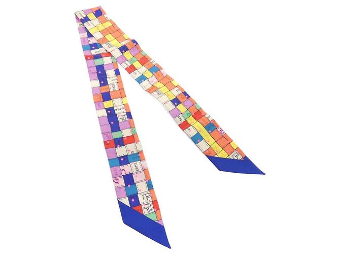 Sciarpa in twill Plume di Hermès Blu Multicolore