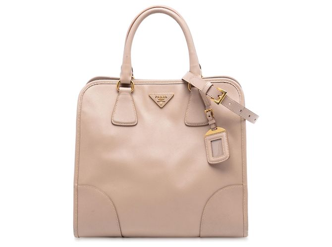 Bolsa de compras Prada em Saffiano Lux rosa