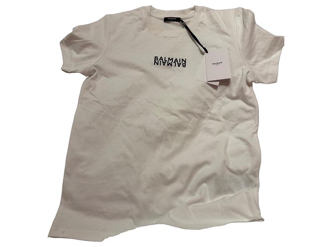 Camiseta branca Balmain com logo Branco