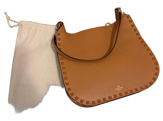 Bolsa de Ombro Valentino Garavani Rockstud em Couro Marrom 