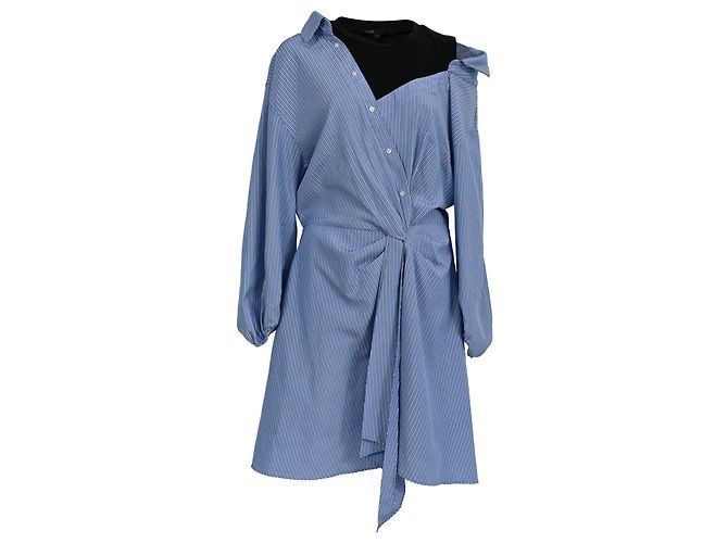 Mini Abito in Cotone Trompe-l’œil Maje in Blu Chiaro