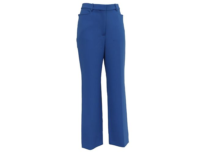 Victoria Beckham Hochbundhose aus blauer Polyester