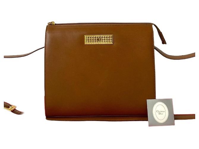 Bolsa de Ombro de Couro Christian Dior Marrom