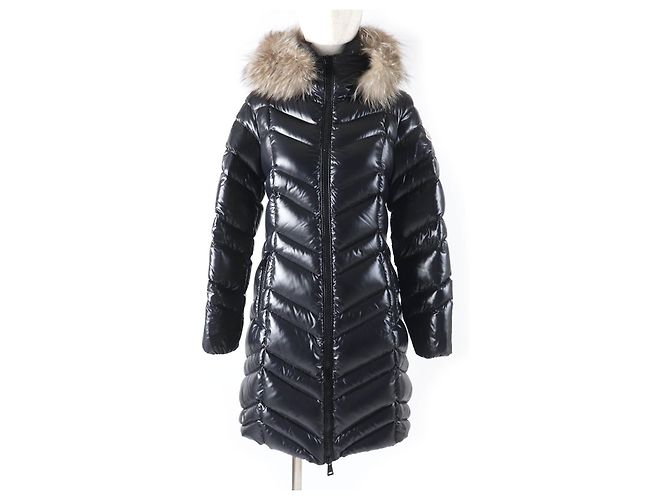 Moncler FULMAR Nylon Fox Fur Down Coat Black