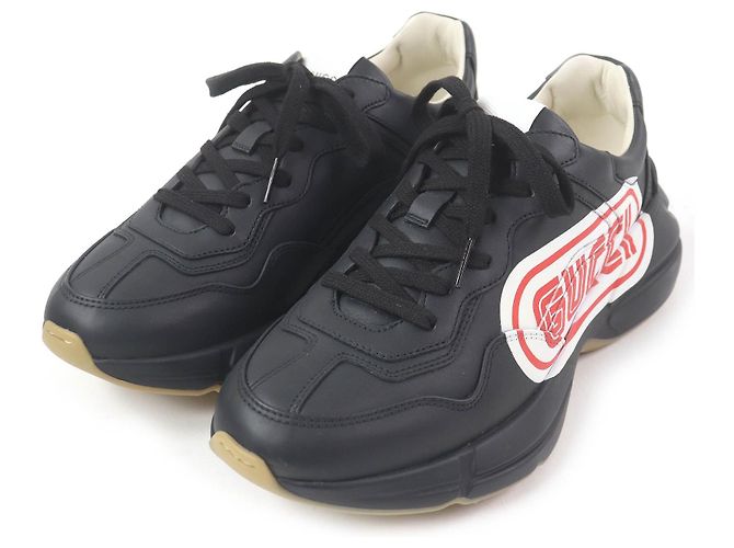 Tênis de couro Gucci Ryton com logo Preto