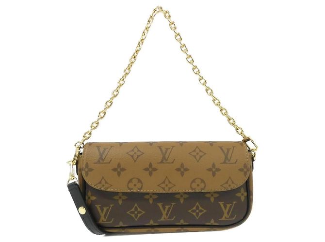 Carteira Louis Vuitton Monogram Reverse com Corrente Ivy Marrom