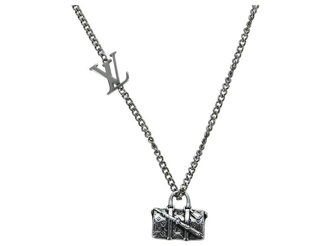 LOUIS VUITTON Collana Keepall metallo Argento M00914 LV Auth 166997SAM