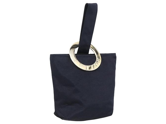 Céline Pochette Circulaire CELINE Nylon Marine Or Auth 166247A Doré Bleu Marine