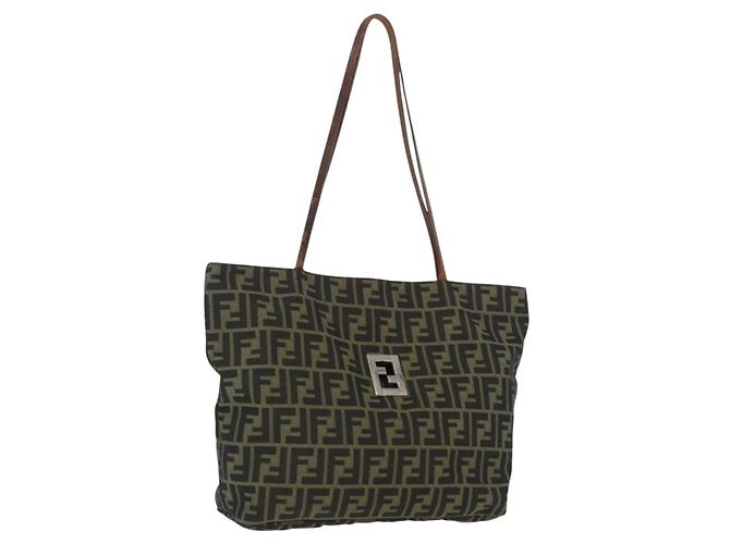 FENDI Zucca Canvas Tote Bag Braun Schwarz Auth 173610