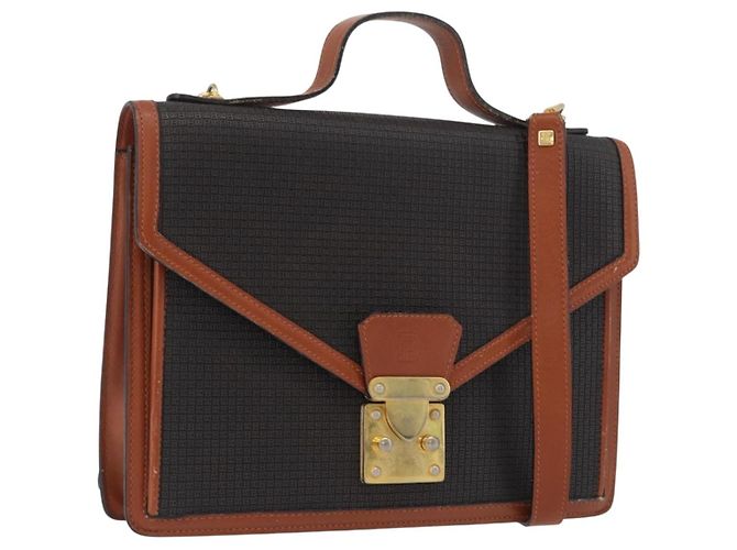 BALLY Borsa a Spalla PVC Tela Nera Oro Auth bs33655 Nero D'oro