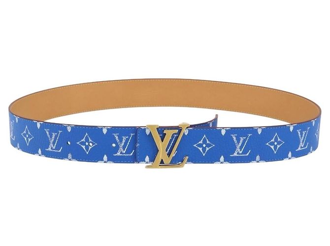 LOUIS VUITTON Monogram LVprinted Initials 40 MM Belt Blue M8460 Auth 166253SAM