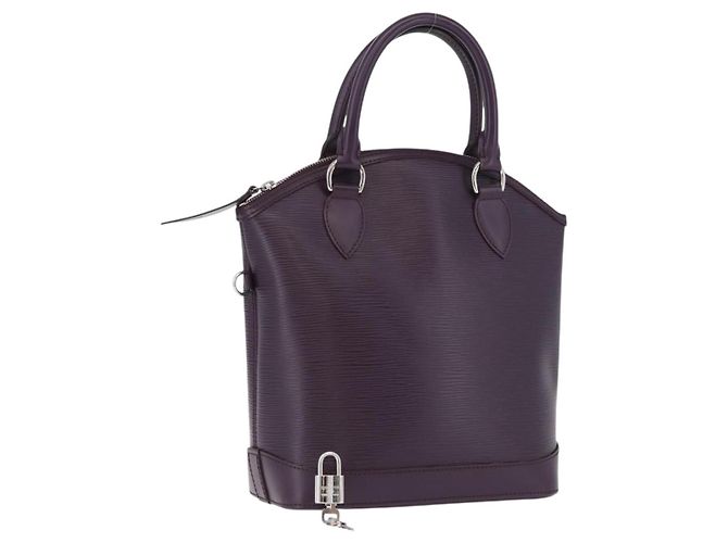 LOUIS VUITTON Bolsa de Mão Epi Lockit PM Roxo Cassis M4229K LV Auth LNZ463V Roxo escuro