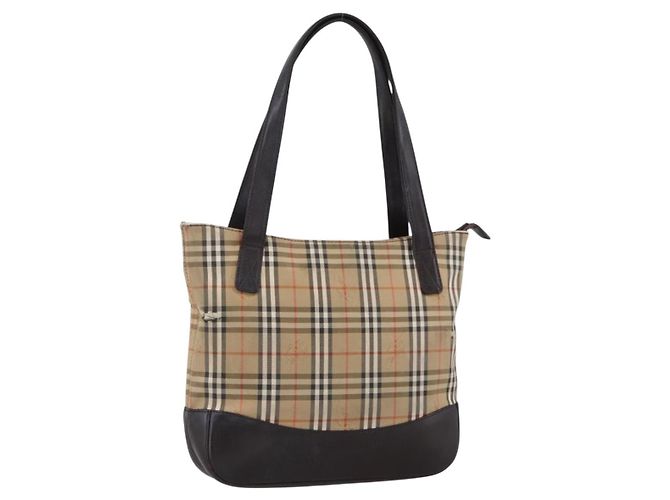 Sac à main en toile beige à motif Nova Check de BURBERRY, doré, authentique, référence bs33688