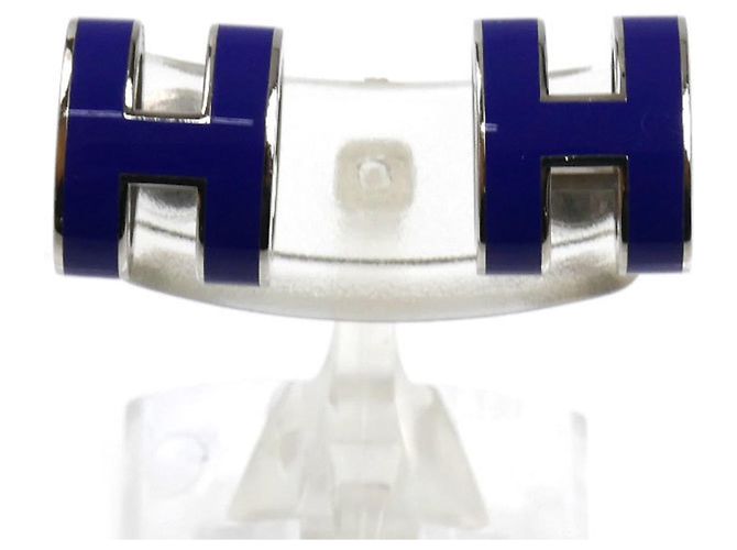 Hermès Orecchini HERMES Mini Pop H in metallo Blu 