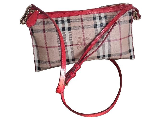 Borsa a tracolla Burberry Check Rosso Beige