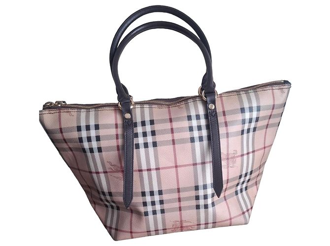 Bolsa tote Burberry Check em couro bege Marrom Preto Branco Vermelho