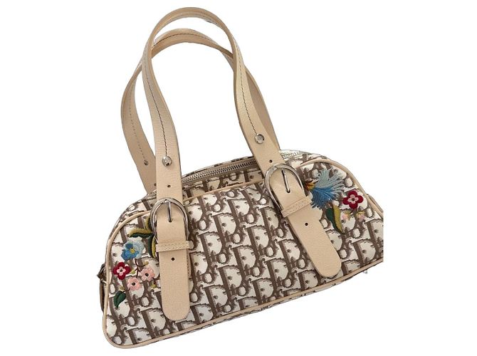 Borsa da bowling Dior Monogramma Floreale Marrone Multicolore Beige