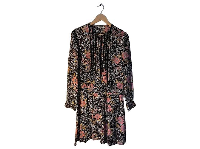 Zadig & Voltaire Remus Seidenkleid mit Blumenmuster Schwarz