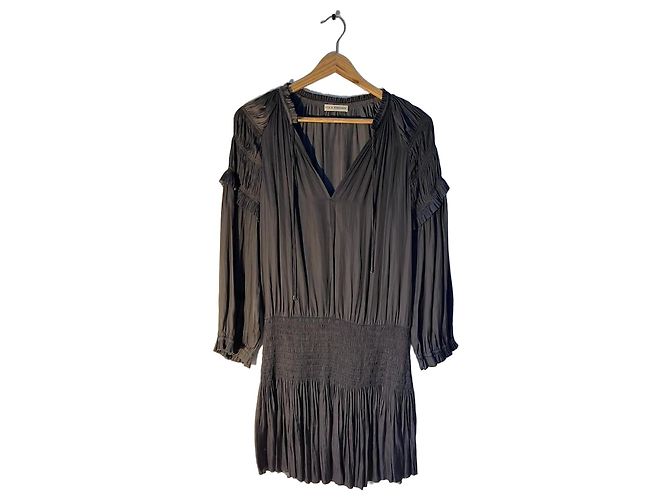 Ulla Johnson KIKO Minikleid Seide dunkelgrau Anthrazitgrau