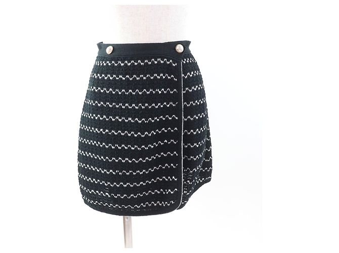 Timeless Gonna in cotone e rayon Chanel P49277 Nero Bianco