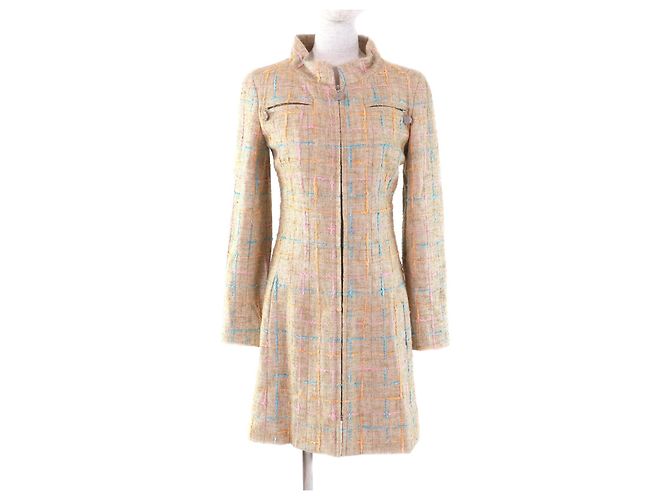 Timeless Casaco de Viscose (rayon) com Botões COCO da Chanel Bege