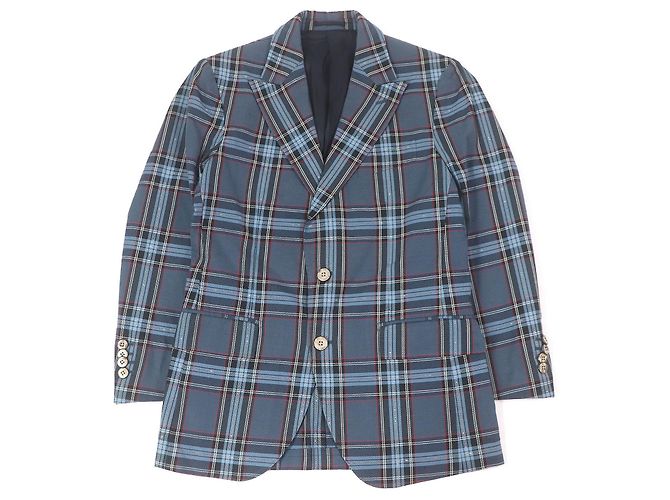 Autre Marque Blazer in cotone e lino a quadri tartan Gabriele Pasini Blu