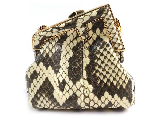 Fendi FENDI FIRST NANO Python-Kettenbeutel Braun