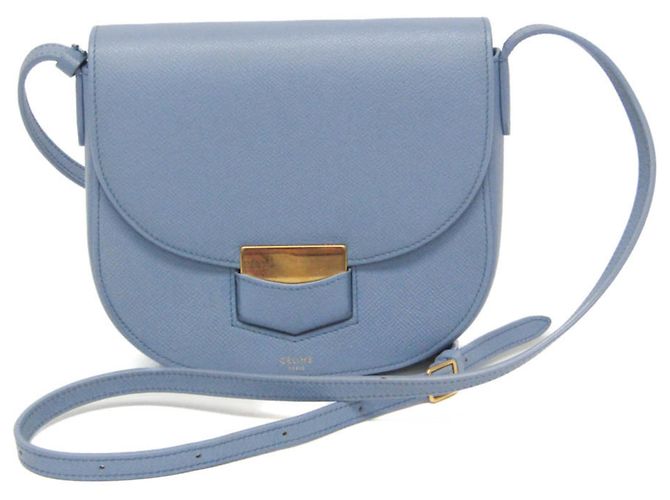 Céline Celine Trotter Mittelgroße Leder-Schultertasche Hellblau