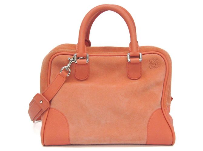 Bolsa Loewe Amazona 28 em camurça e couro Laranja