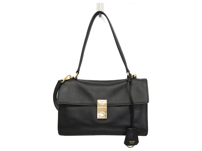 Prada Soft Sound Medium Leather Handbag Black