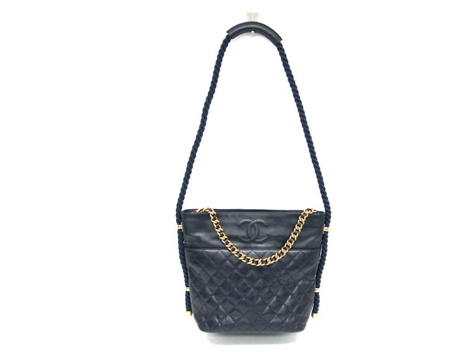 Bolsa 2 em 1 com corrente Matelassé Chanel Azul marinho