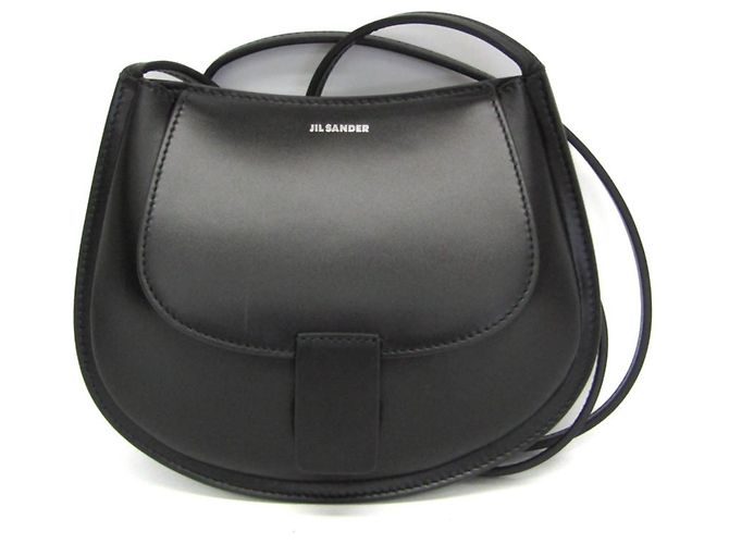 Borsa a spalla in pelle donna Jil Sander Crescent Nero