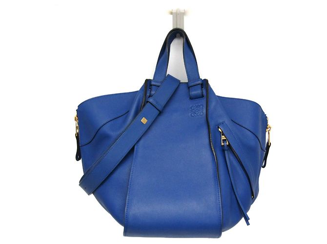 Loewe Hammock Medium Handbag in Blue Leather