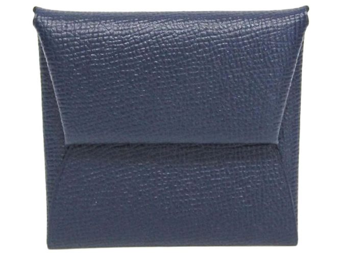 Hermès Hermes Bastia Chevre Leather Coin Purse Navy blue