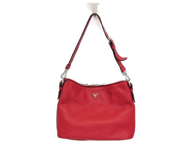 Borsa a spalla in pelle donna Prada Rosso
