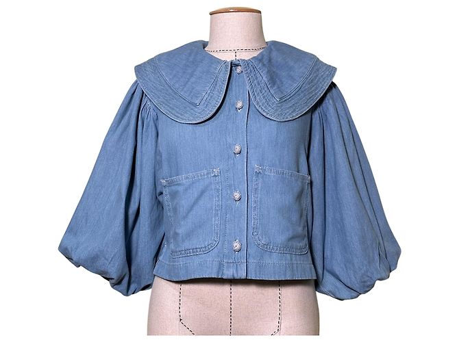 Camicia in denim Farm Rio con colletto Peter Pan blu