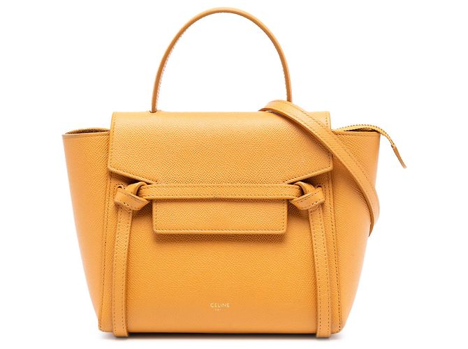 Belt Bag Céline Bolsa de cinto em couro de bezerro granulado amarelo Celine Mostarda